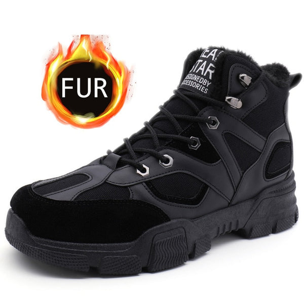 UPUPER Fashion Men Military Boots Outdoor Warm Snow Boots Anti-skid Winter Sneakers Men Shoes Safety Shoes Zapatos De Hombre
