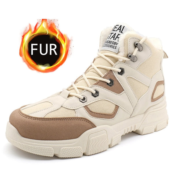 UPUPER Fashion Men Military Boots Outdoor Warm Snow Boots Anti-skid Winter Sneakers Men Shoes Safety Shoes Zapatos De Hombre