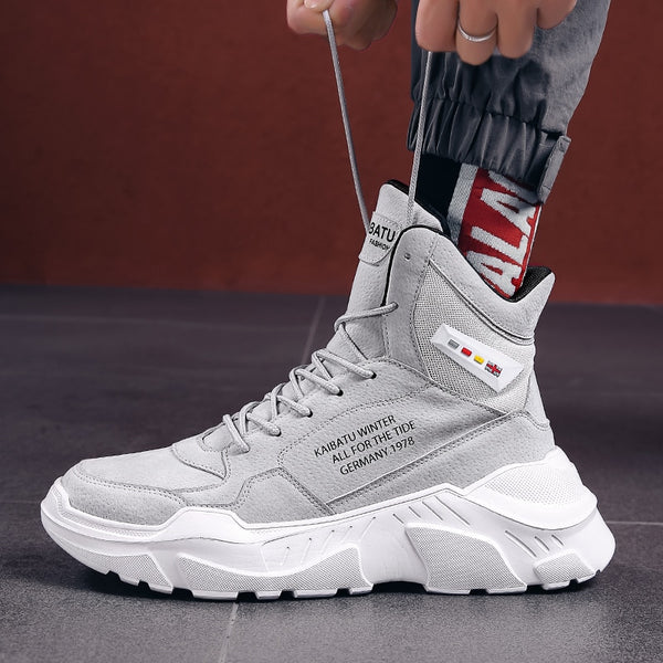 Snow Boots Autumn Winter Men Casual Ankle Boots Men Boots Leather Lace-up Men Shoes High Quality Platform Shoes Botas Hombre